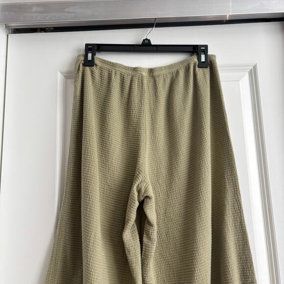 Cut Loose Women’s Ruched Cotton Crepe Pucker Pull On Cropped Pants Green S - Picture 3 of 12